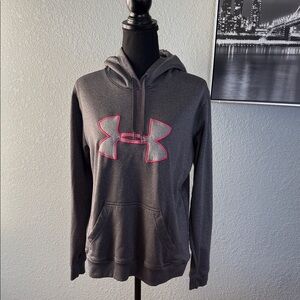 Under Armour Charcoal Hoodie with Pink Emblem